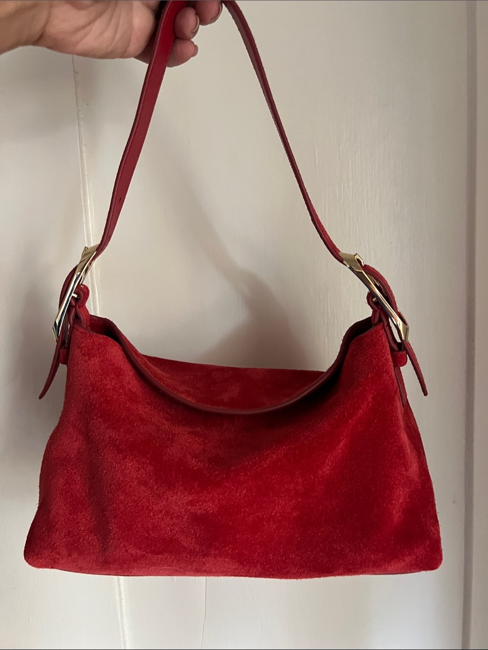 J. Crew Small Berkley Red Suede Shoulder Bag NWOT